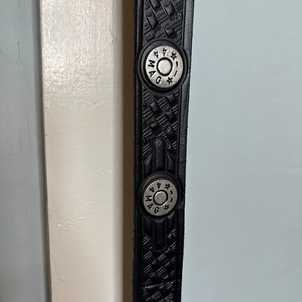 NWT Hot Leathers 44 Mag Studded Black Leather Belt #1